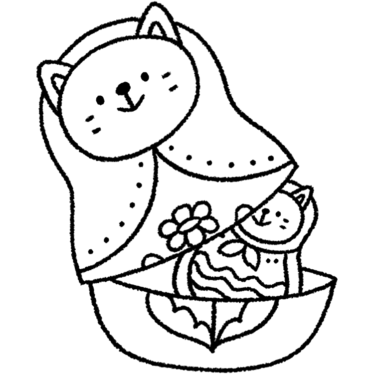 Matryoshka Cat Semi Permanent Tattoo Lasts 1 2 weeks Painless and