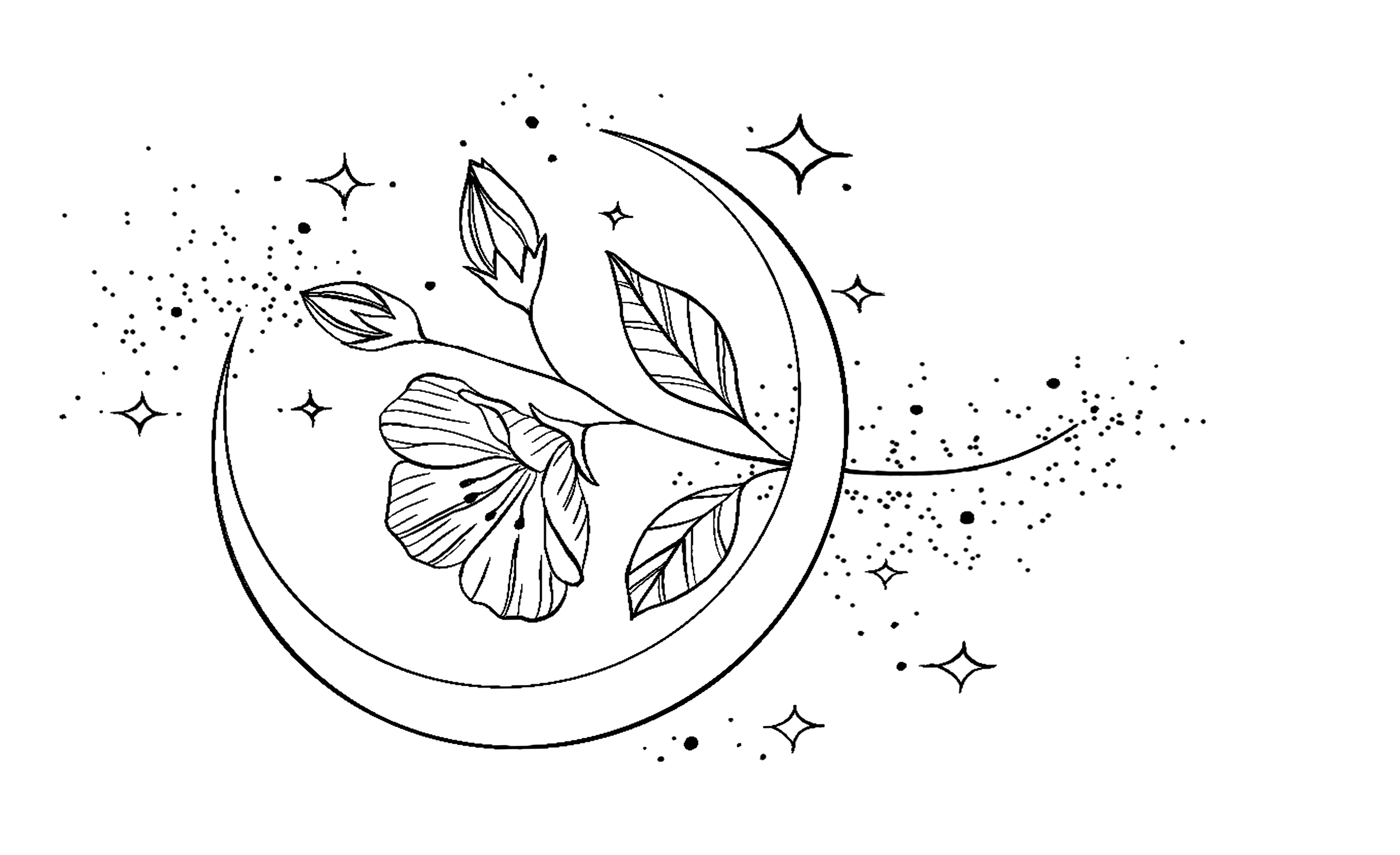 Crescent Moon & Flower Tattoos That Inspire