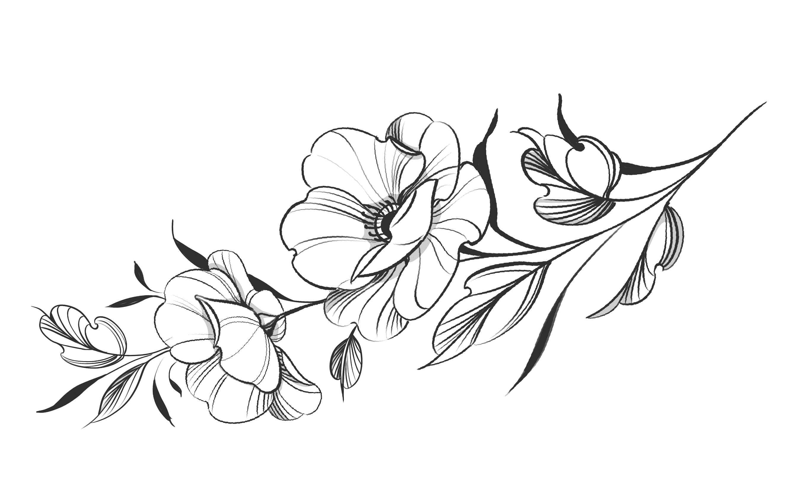 Beautiful Black & White Floral Tattoos