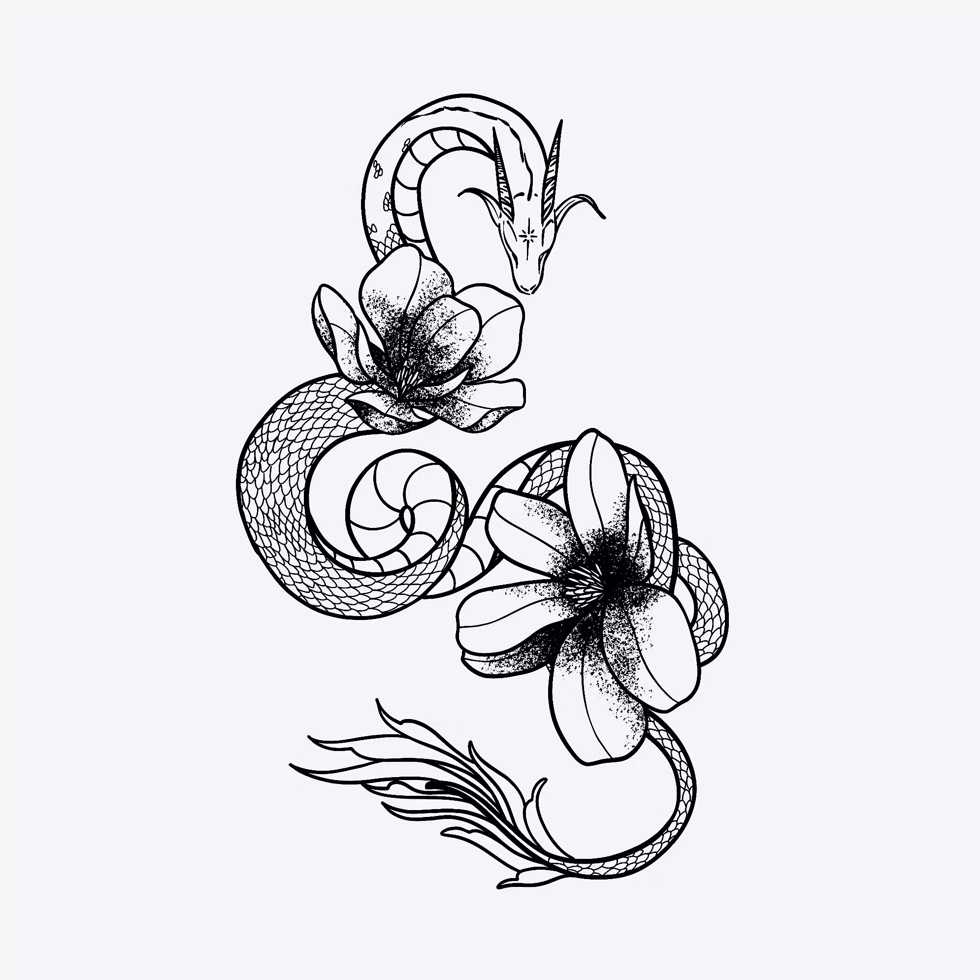 Dragon Thigh Tattoos With Flowers: Bold & Beautiful