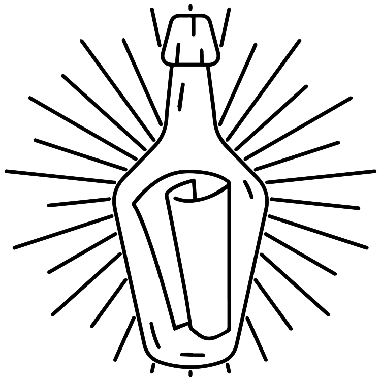 Letter in a Bottle SemiPermanent Tattoo. Lasts 12 weeks. Painless and