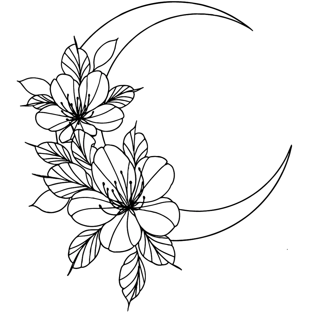 Bloomed Moon Tattoo - Semi-Permanent Tattoos by Inkbox™
