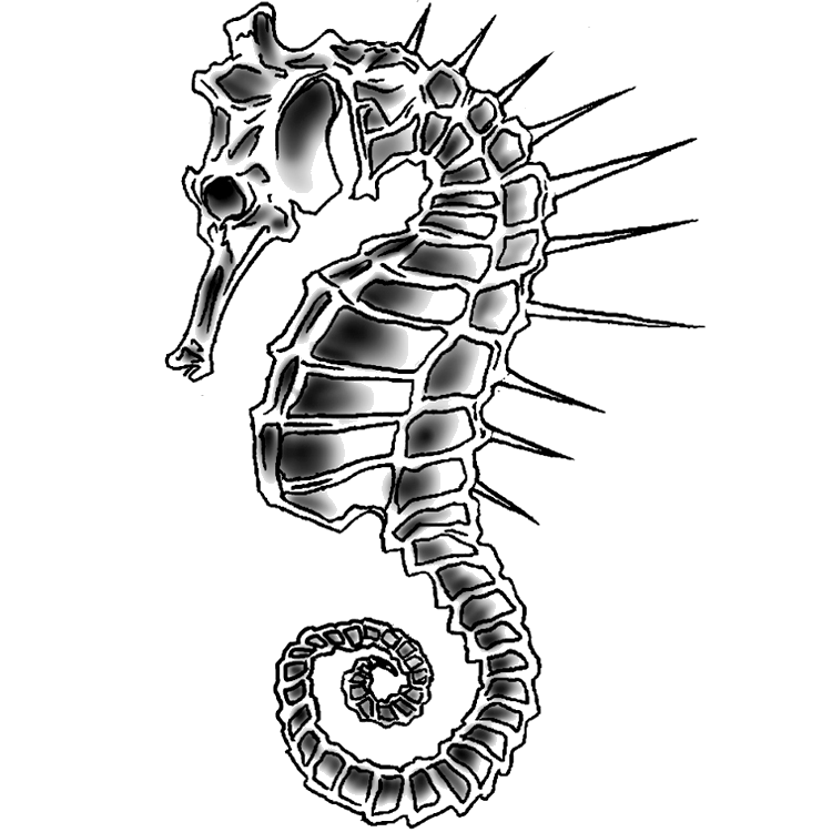 Sea horse vector illustration maori style tattoo. Stylized graphic seahorse.  Black on white background. Stock Vector | Adobe Stock