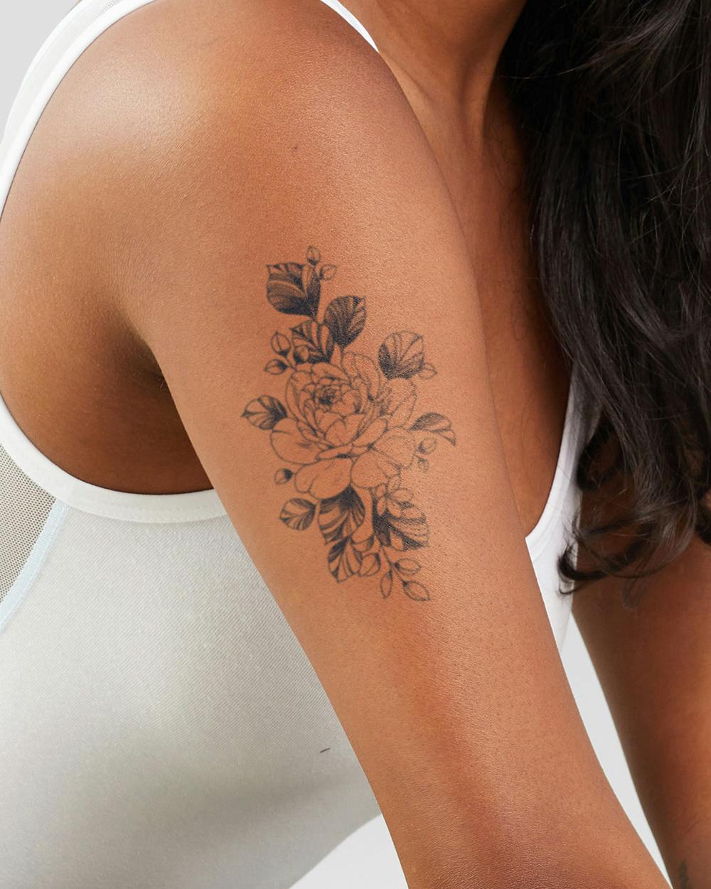 2x Temporary Tattoo For Hand Gray Rose Mandala Tattoo Women Men Wrist Ankle  Arm