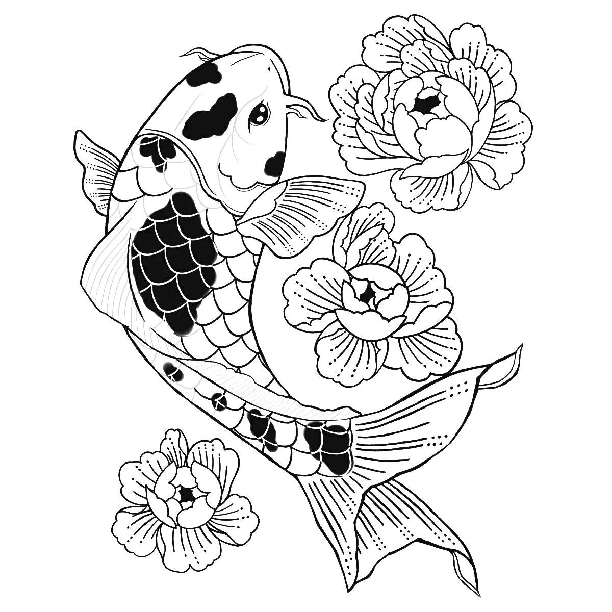 Floral Koi Tattoo - Semi-Permanent Tattoos by Inkbox™